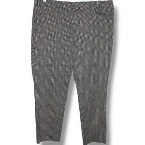 J.Jill Mid Rise Ankle Pants Womens 14 White Black Geometric Smart Casual Pixie